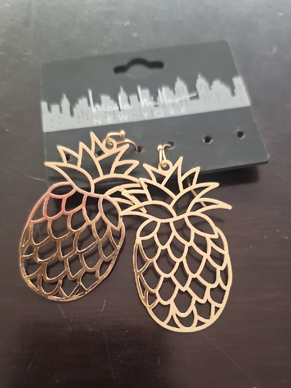 Gold Pineapple Cutout Dangle Earrings